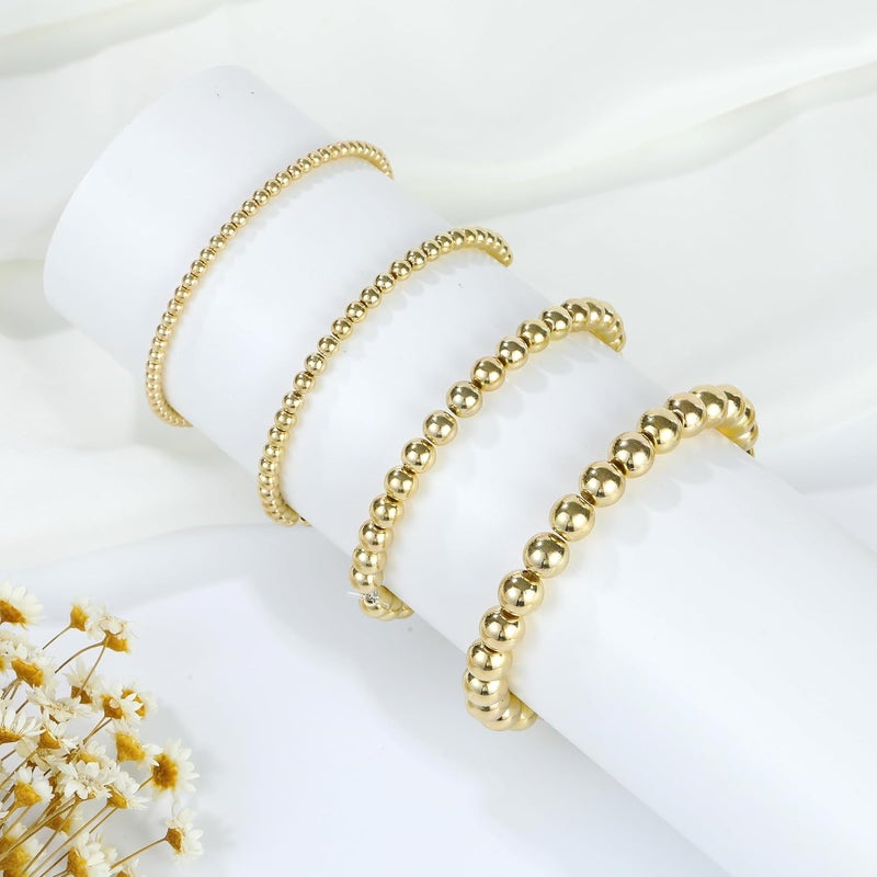 Monigte 1100 Pcs Smooth Round Beads - 3/4/6/8mm Gold Spacer Loose Ball Bead Kits for Bracelet Jewelry Making - Image 4